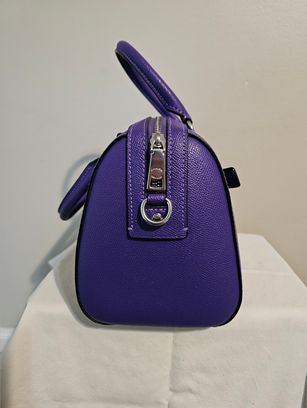 Coach Purple Leather Satchel with Shoulder Strap - Picture 7 of 8